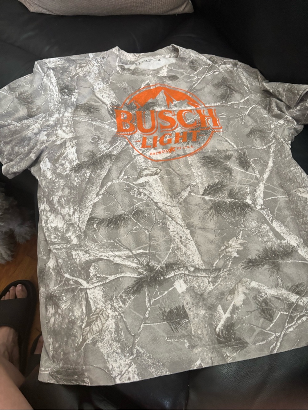 Abercrombie & Fitch Gray Camo Short-Sleeve Tee with Orange Logo